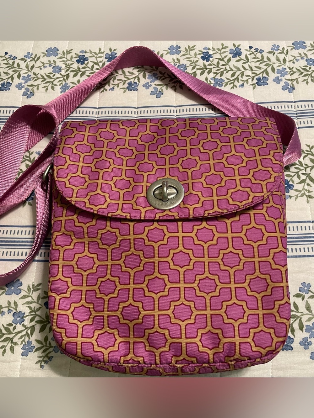 Pink baggaillini Geometric Crossbody Bag - Stylish Everyday Shoulder Bag